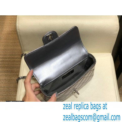Chanel Mini Flap Bag AS1665 with Circle Handle Metallic Gun Color 2020