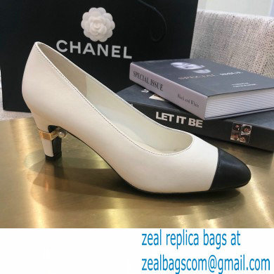 Chanel Pearl Low Heel Pumps White 2020