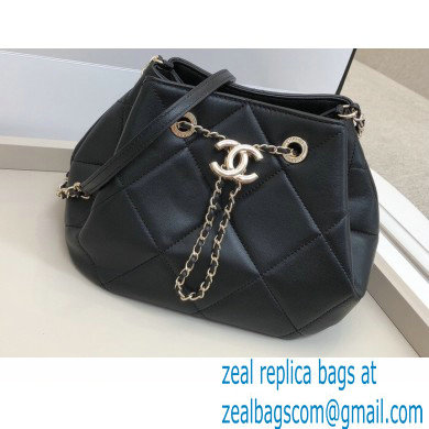 Chanel Quilted Small Drawstring Bucket Bag AS1801 Black 2020
