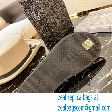 Chanel Top Quality Satin Gold CC Logo Mules Sandals Black 2020