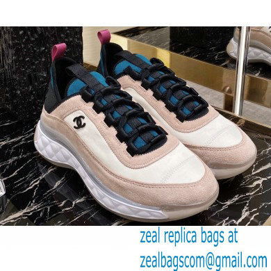 Chanel Top Quality Suede Calfskin and Nylon Sneakers G35617 Beige 2020