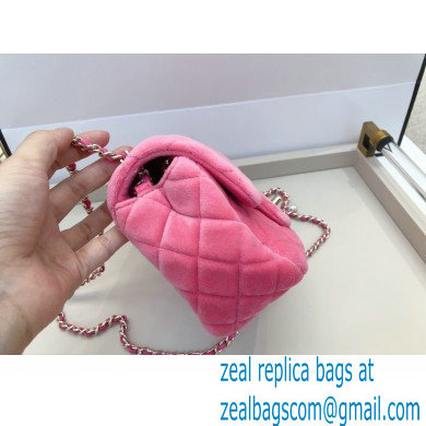 Chanel Velvet Strass Pearl Crush Mini Flap Bag AS1786 Pink 2020