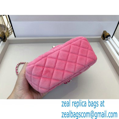 Chanel Velvet Strass Pearl Crush Mini Flap Bag AS1786 Pink 2020
