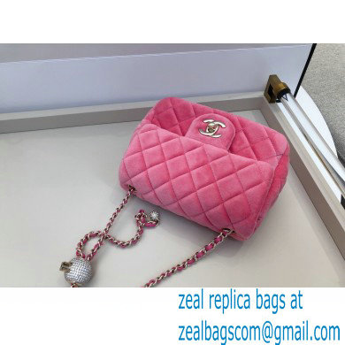 Chanel Velvet Strass Pearl Crush Mini Flap Bag AS1786 Pink 2020