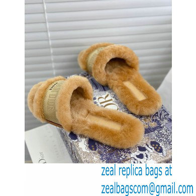 Christian Dior Shearling Fur Slides Mules Beige 2020 - Click Image to Close