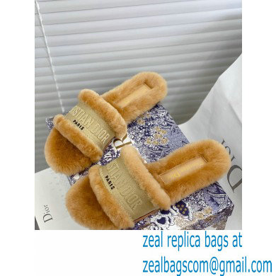 Christian Dior Shearling Fur Slides Mules Beige 2020