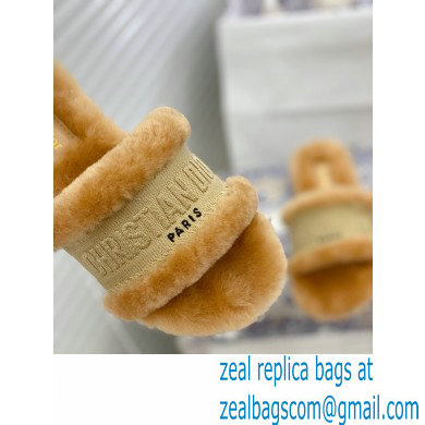 Christian Dior Shearling Fur Slides Mules Beige 2020