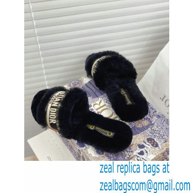 Christian Dior Shearling Fur Slides Mules Black 2020 - Click Image to Close