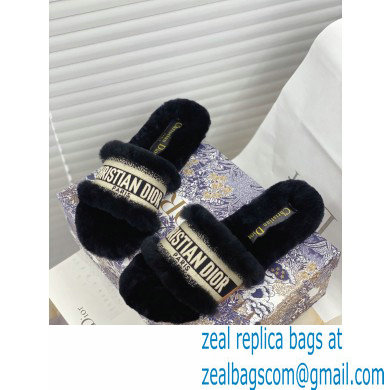 Christian Dior Shearling Fur Slides Mules Black 2020 - Click Image to Close