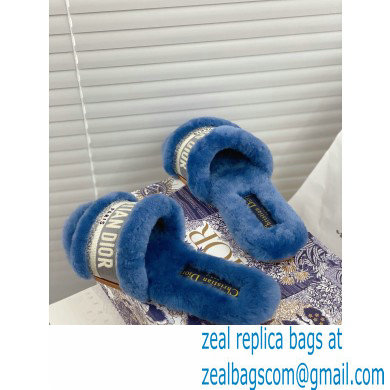 Christian Dior Shearling Fur Slides Mules Blue 2020 - Click Image to Close