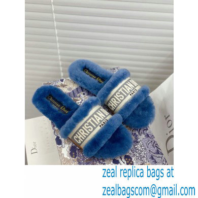 Christian Dior Shearling Fur Slides Mules Blue 2020 - Click Image to Close