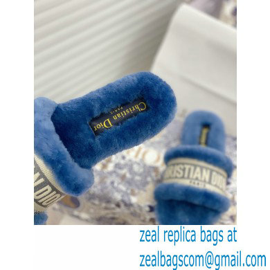 Christian Dior Shearling Fur Slides Mules Blue 2020 - Click Image to Close