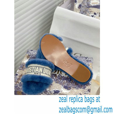 Christian Dior Shearling Fur Slides Mules Blue 2020 - Click Image to Close