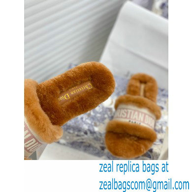 Christian Dior Shearling Fur Slides Mules Brown 2020