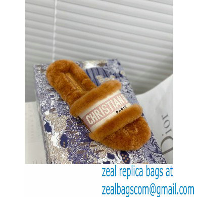 Christian Dior Shearling Fur Slides Mules Brown 2020 - Click Image to Close