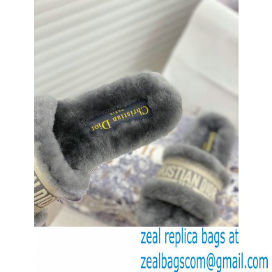 Christian Dior Shearling Fur Slides Mules Gray 2020 - Click Image to Close