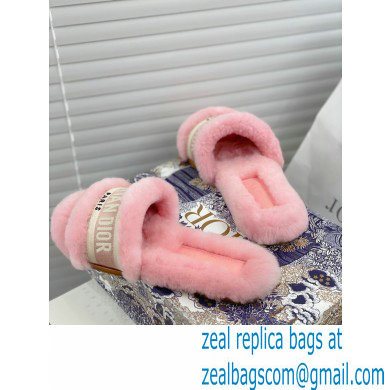 Christian Dior Shearling Fur Slides Mules Pink 2020 - Click Image to Close