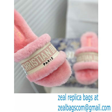 Christian Dior Shearling Fur Slides Mules Pink 2020