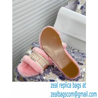 Christian Dior Shearling Fur Slides Mules Pink 2020 - Click Image to Close