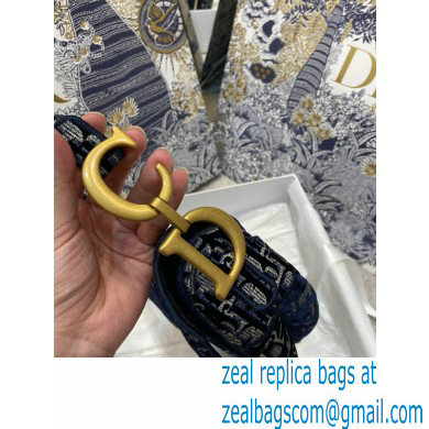 DIOR Blue Dior Oblique Embroidered Velvet SADDLE BAG 2020 - Click Image to Close