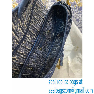 DIOR Blue Dior Oblique Embroidered Velvet SADDLE BAG 2020 - Click Image to Close