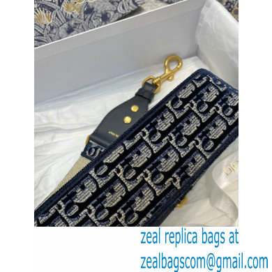 DIOR Blue Dior Oblique Embroidered Velvet Shoulder Strap 2020