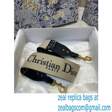 DIOR Blue Dior Oblique Embroidered Velvet Shoulder Strap 2020 - Click Image to Close