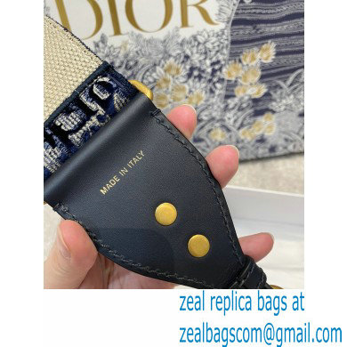 DIOR Blue Dior Oblique Embroidered Velvet Shoulder Strap 2020