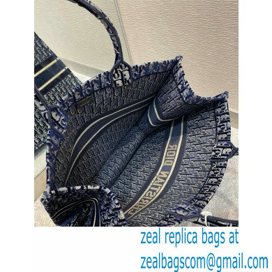 DIOR Blue Dior Oblique Embroidered Velvet large book tote bag 2020