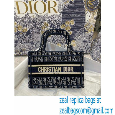 DIOR Blue Dior Oblique Embroidered Velvet small book tote bag 2020