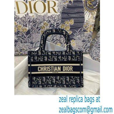 DIOR Blue Dior Oblique Embroidered Velvet small book tote bag 2020 - Click Image to Close