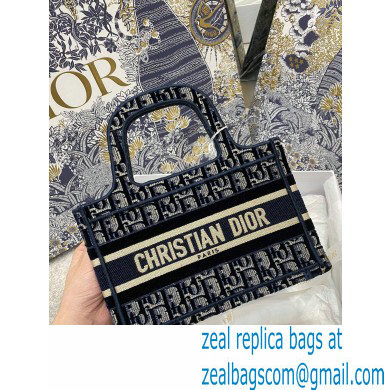 DIOR Blue Dior Oblique Embroidered Velvet small book tote bag 2020 - Click Image to Close