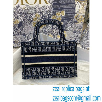 DIOR Blue Dior Oblique Embroidered Velvet small book tote bag 2020 - Click Image to Close