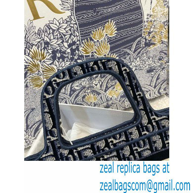 DIOR Blue Dior Oblique Embroidered Velvet small book tote bag 2020 - Click Image to Close