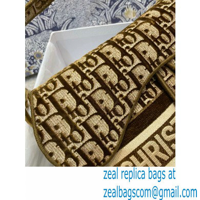 DIOR Brown Dior Oblique Embroidered Velvet SADDLE BAG 2020