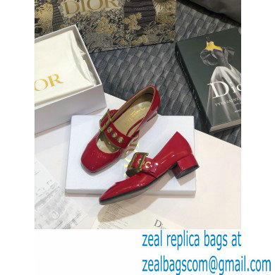 Dior Heel 3.5cm D-Dior Ballet Pumps Patent Red 2020 - Click Image to Close