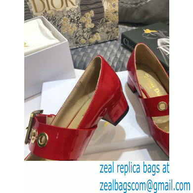 Dior Heel 3.5cm D-Dior Ballet Pumps Patent Red 2020