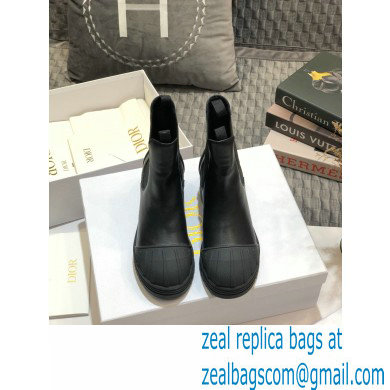 Dior Heel 3.5cm Rubber and Calfskin DiorIron Ankle Boots Black 2020