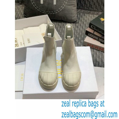 Dior Heel 3.5cm Rubber and Calfskin DiorIron Ankle Boots White 2020