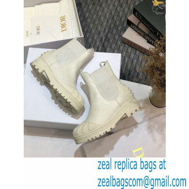 Dior Heel 3.5cm Rubber and Calfskin DiorIron Ankle Boots White 2020