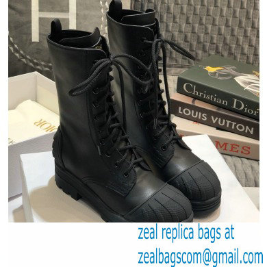 Dior Heel 3.5cm Rubber and Calfskin DiorIron Lace-up Boots Black 2020