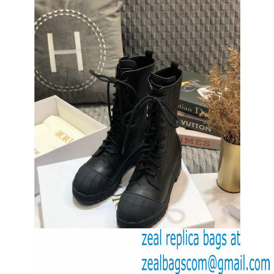 Dior Heel 3.5cm Rubber and Calfskin DiorIron Lace-up Boots Black 2020