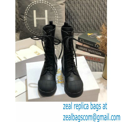 Dior Heel 3.5cm Rubber and Calfskin DiorIron Lace-up Boots Black 2020