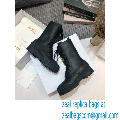 Dior Heel 3.5cm Rubber and Calfskin DiorIron Lace-up Boots Black 2020