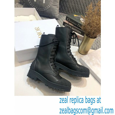 Dior Heel 3.5cm Rubber and Calfskin DiorIron Lace-up Boots Black 2020