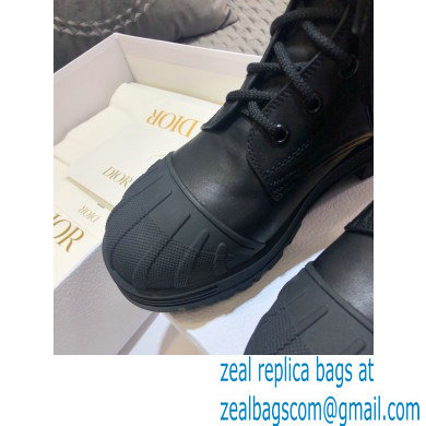 Dior Heel 3.5cm Rubber and Calfskin DiorIron Lace-up Boots Black 2020