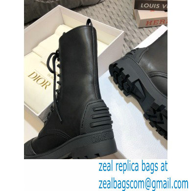 Dior Heel 3.5cm Rubber and Calfskin DiorIron Lace-up Boots Black 2020