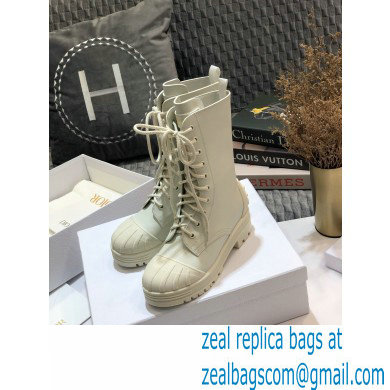 Dior Heel 3.5cm Rubber and Calfskin DiorIron Lace-up Boots White 2020 - Click Image to Close