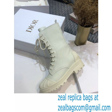 Dior Heel 3.5cm Rubber and Calfskin DiorIron Lace-up Boots White 2020