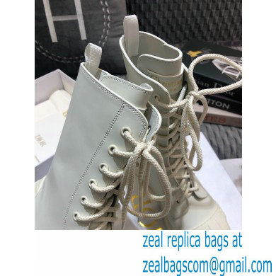 Dior Heel 3.5cm Rubber and Calfskin DiorIron Lace-up Boots White 2020 - Click Image to Close